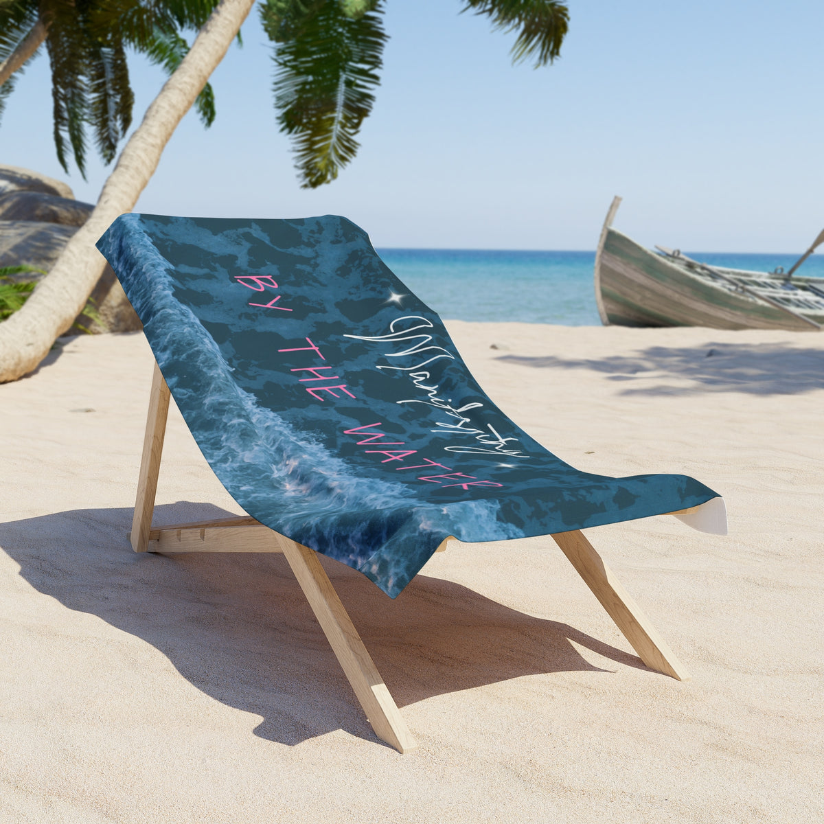 Manifesting By The Water Beach Towel — Ocean Waves Printed Beach Towel