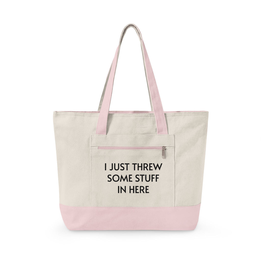 Type B Canvas Tote Bag | Personalized "I Just Threw Some Stuff in Here" Zipper Tote