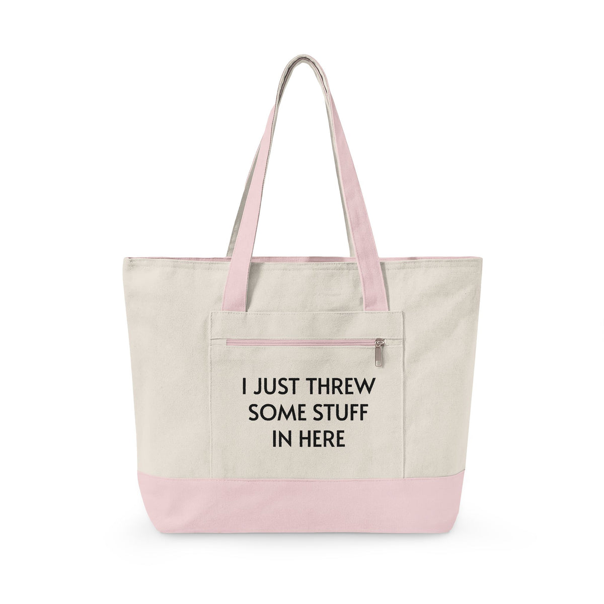 Type B Canvas Tote Bag | Personalized "I Just Threw Some Stuff in Here" Zipper Tote